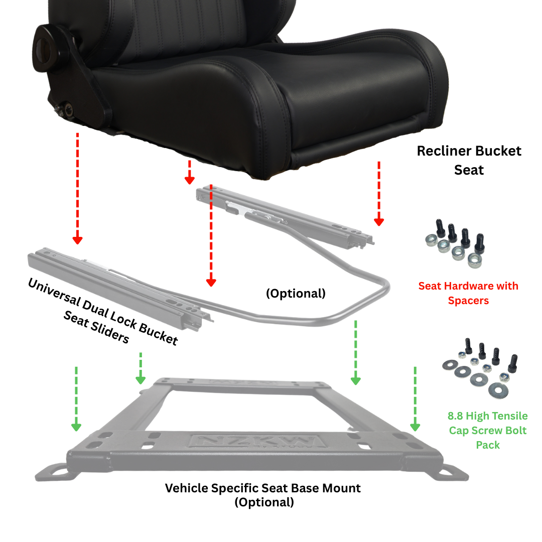 Grand Tourer Recliner Bucket Seat PAIR- Left & Right