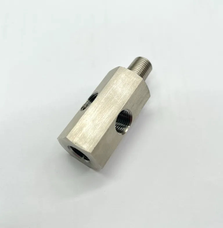 NZKW stainless steel tees with m10x1.0 Male/Female