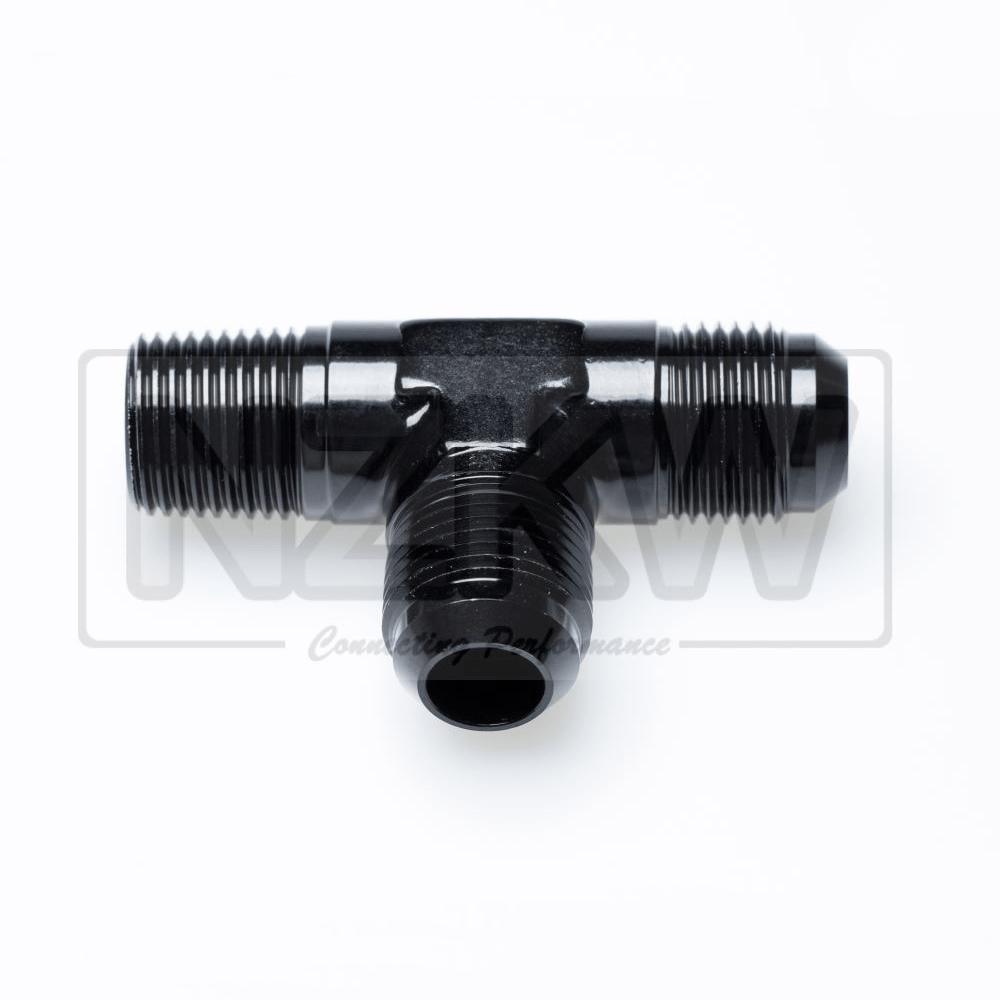 AN Flare Tees with Male/Female NPT on run 4AN to 1/8'npt Black