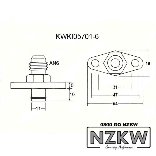 NZKW factory fuel rail adapter - Toyota / Subaru Legacy Black