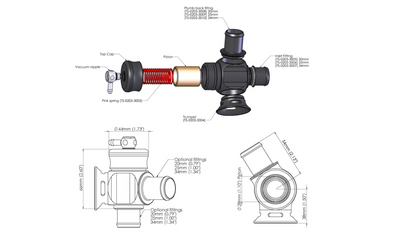 Kompact Dual Port Blow Off Valve for 25mm Inlet Fitting