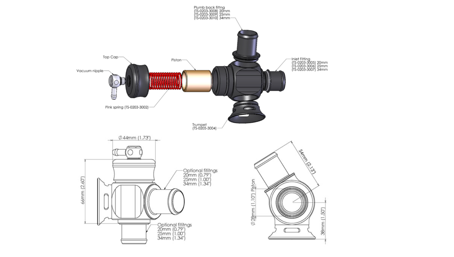 Kompact Dual Port Blow Off Valve suit 34mm Inlet Fitting