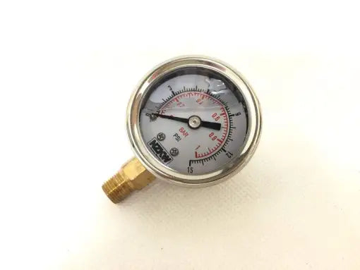 Liquid filled pressure gauge 15psi - Side mounted
