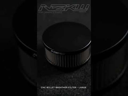 CNC Billet Breather Filter in Black Large
